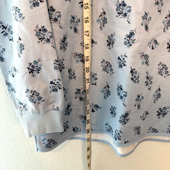 WoolOvers Floral Quarter Zip Organic Cotton Sweatshirt Size Medium NWT FLAW - Picture 2 of 12